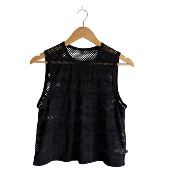 Lululemon Sweat Your Heart Out Tank Size 4 Black Mesh - Picture 2 of 7